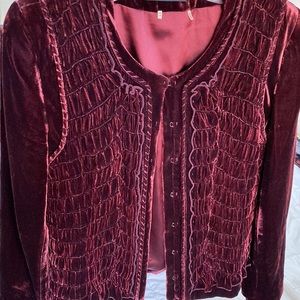 ELIE TAHARI Nordstrom velvet jacket burgundy / wine color Size 10